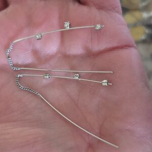 Dangle chain silver CZ earrings